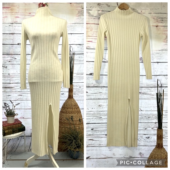 Free People ‘Luna’ Ribbed Dress in Ivory - Picture 1 of 10